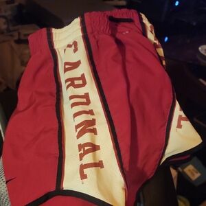 Nike Red and White Women's Athletic Shorts with Team Lettering